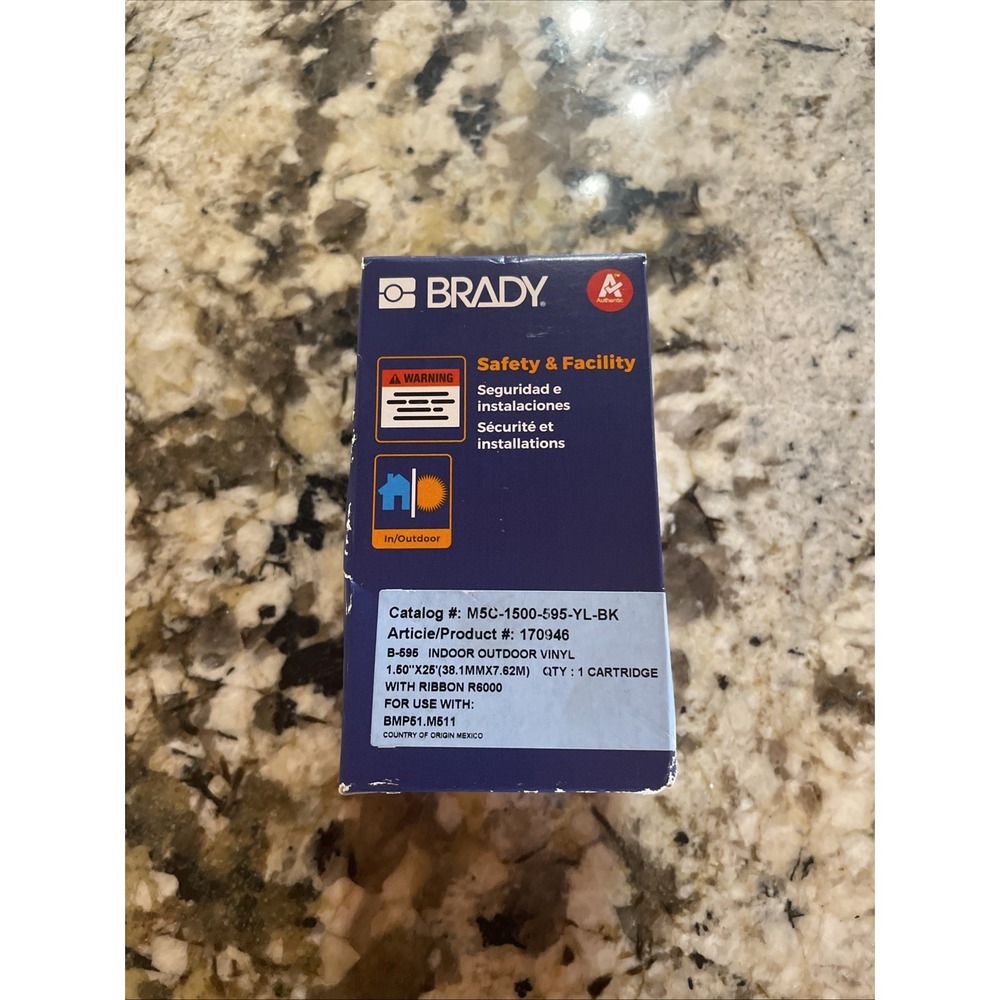 Brady M5c-1500-595-Yl-Bk Label/Ribboncartridge, Yellow, 1-1/2Inw‎